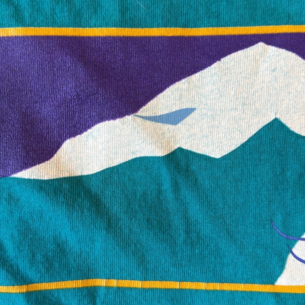 Vintage Single Stitch Pocket T-Shirt Alpine Cigarette Skier Blue 100% Cotton USA - Picture 11 of 14